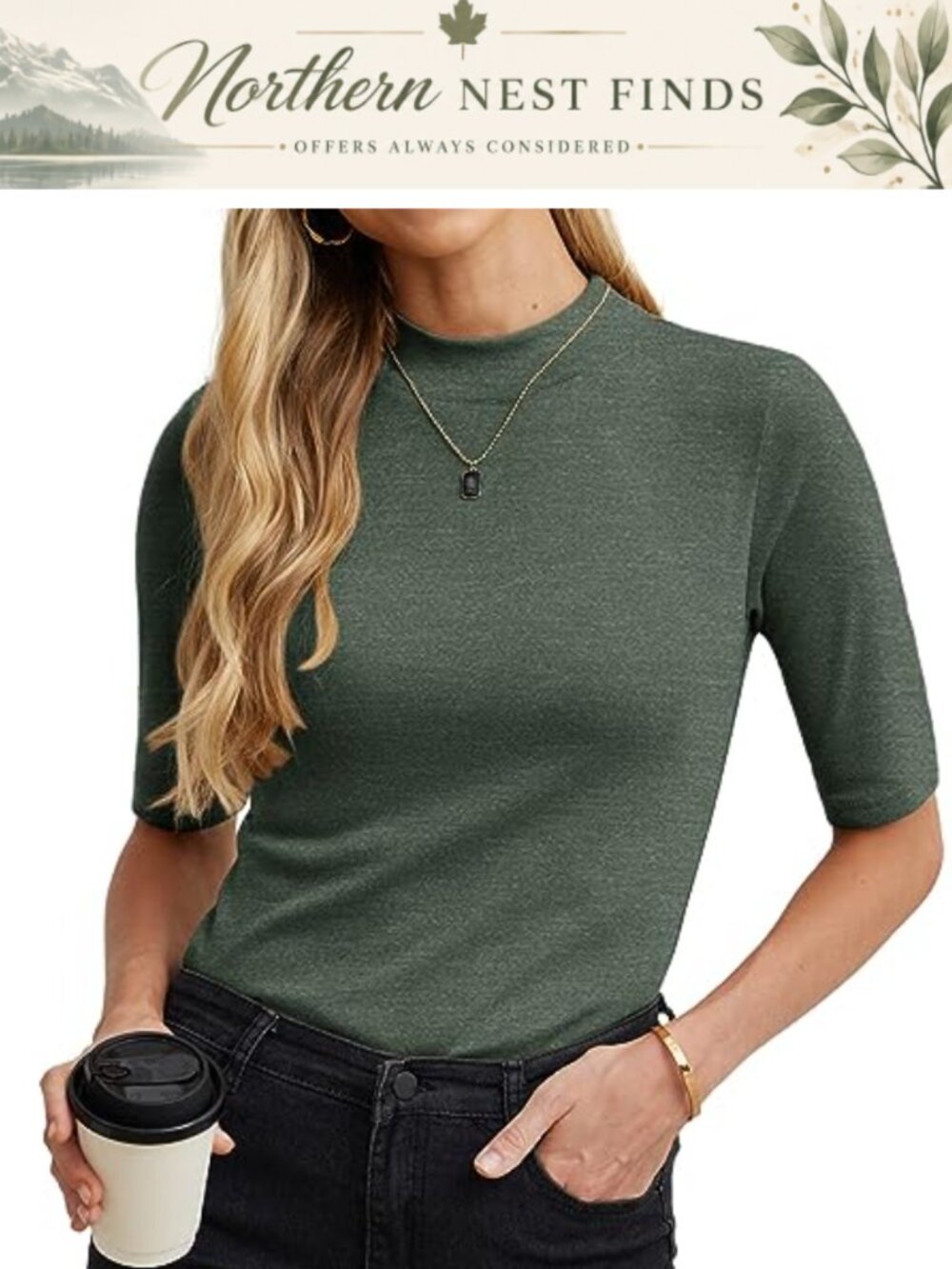 Mock Neck Short Sleeve T-Shirt Slim Fit Lightweight Knit Top